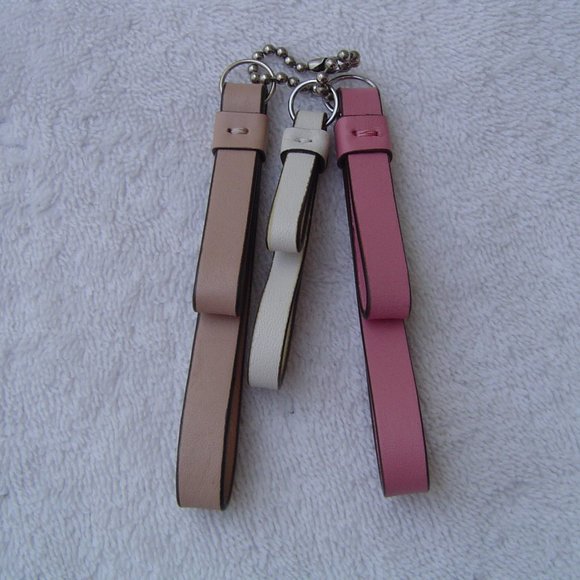 AUTHENTIC COACH LOT OF 3 LEATHER LOOPS~PINK, TAN, CHALK - Picture 1 of 9